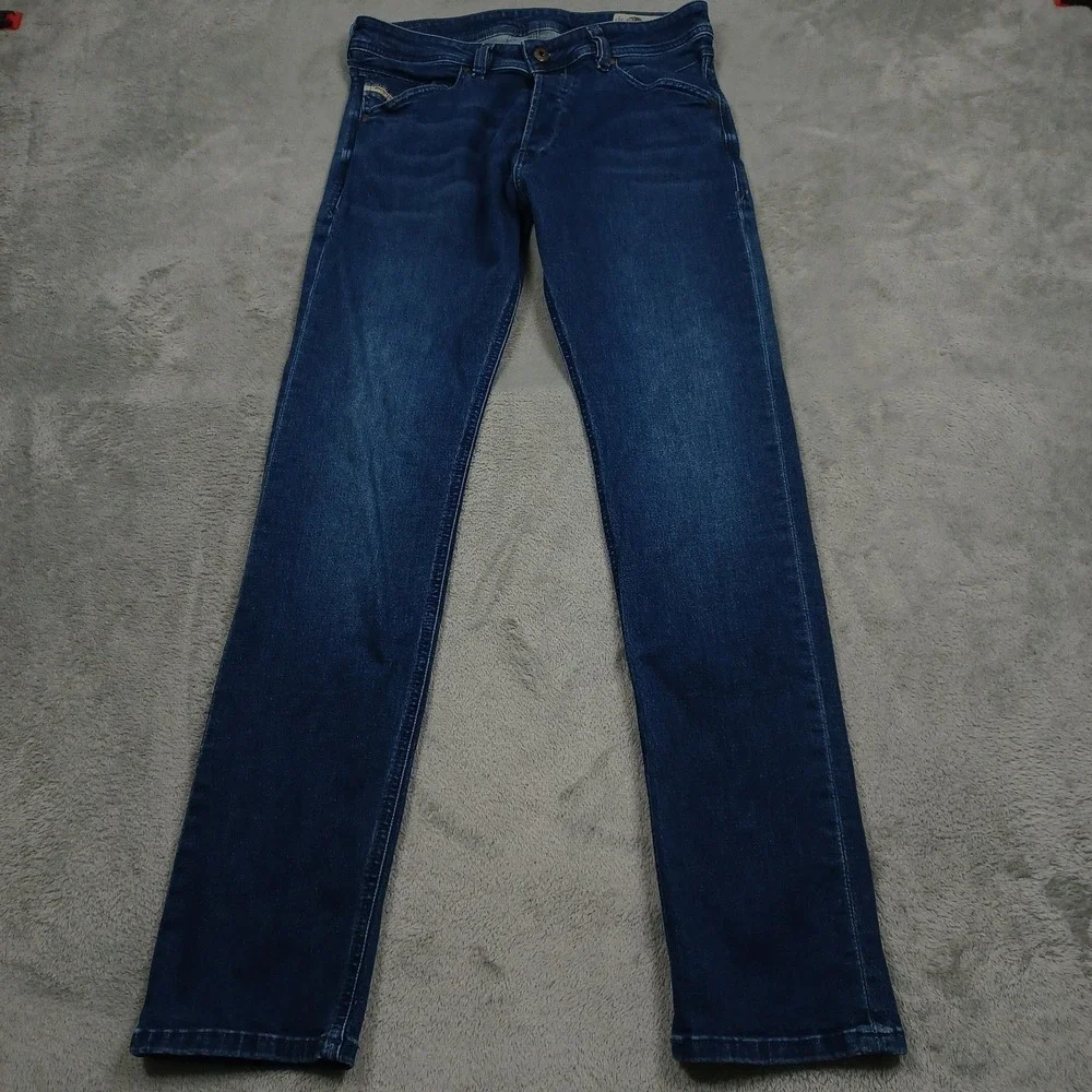 Diesel Jeans Mens 29x32 Blue‎ Denim Slim Tapered Belther Button Fly